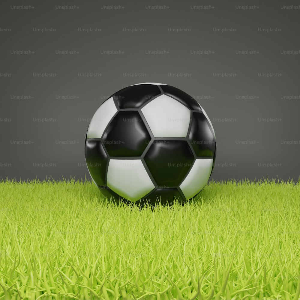 un ballon de soccer assis au sommet d’un champ verdoyant