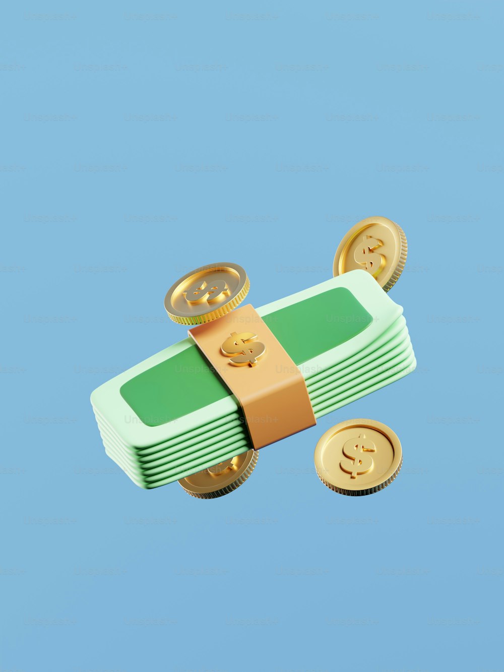 a green and gold money box with gold coins