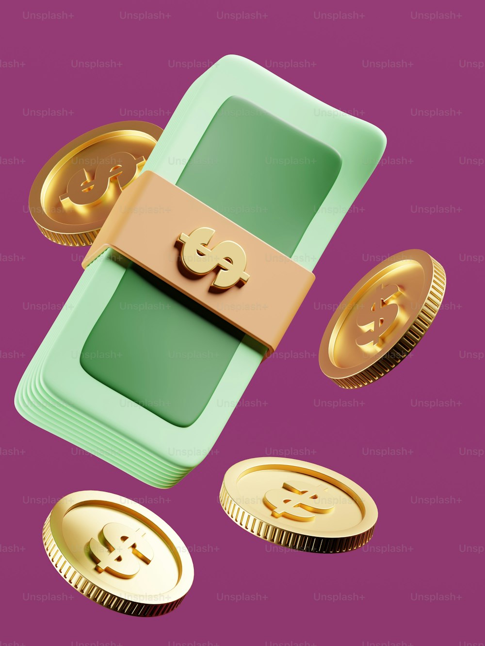 Un estuche verde con un bitcoin de oro encima