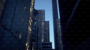 une vue d’un très grand immeuble de la ville la nuit