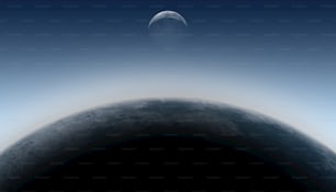 uma visão da lua e um objeto distante no céu