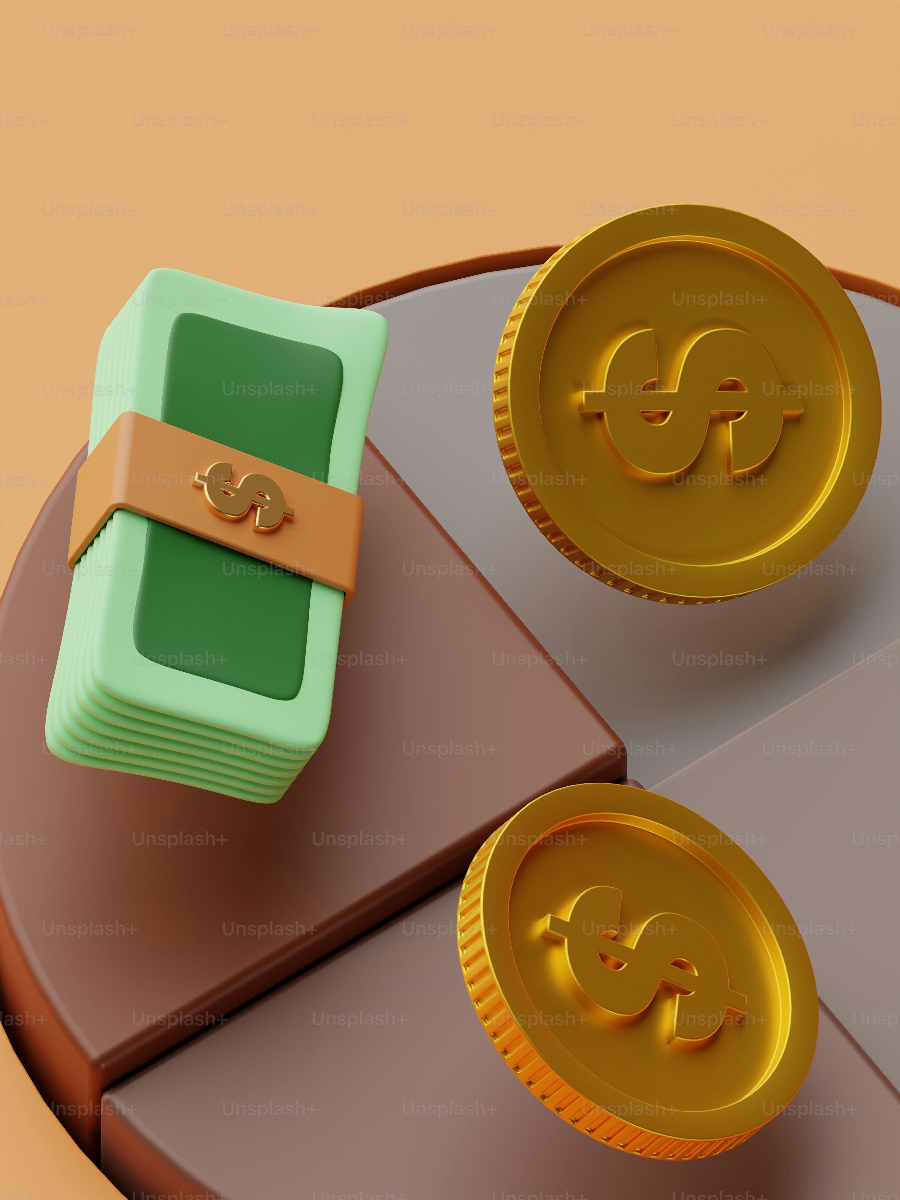 A stack of stacks with a dollar sign on top of it photo – Coin Image on ...