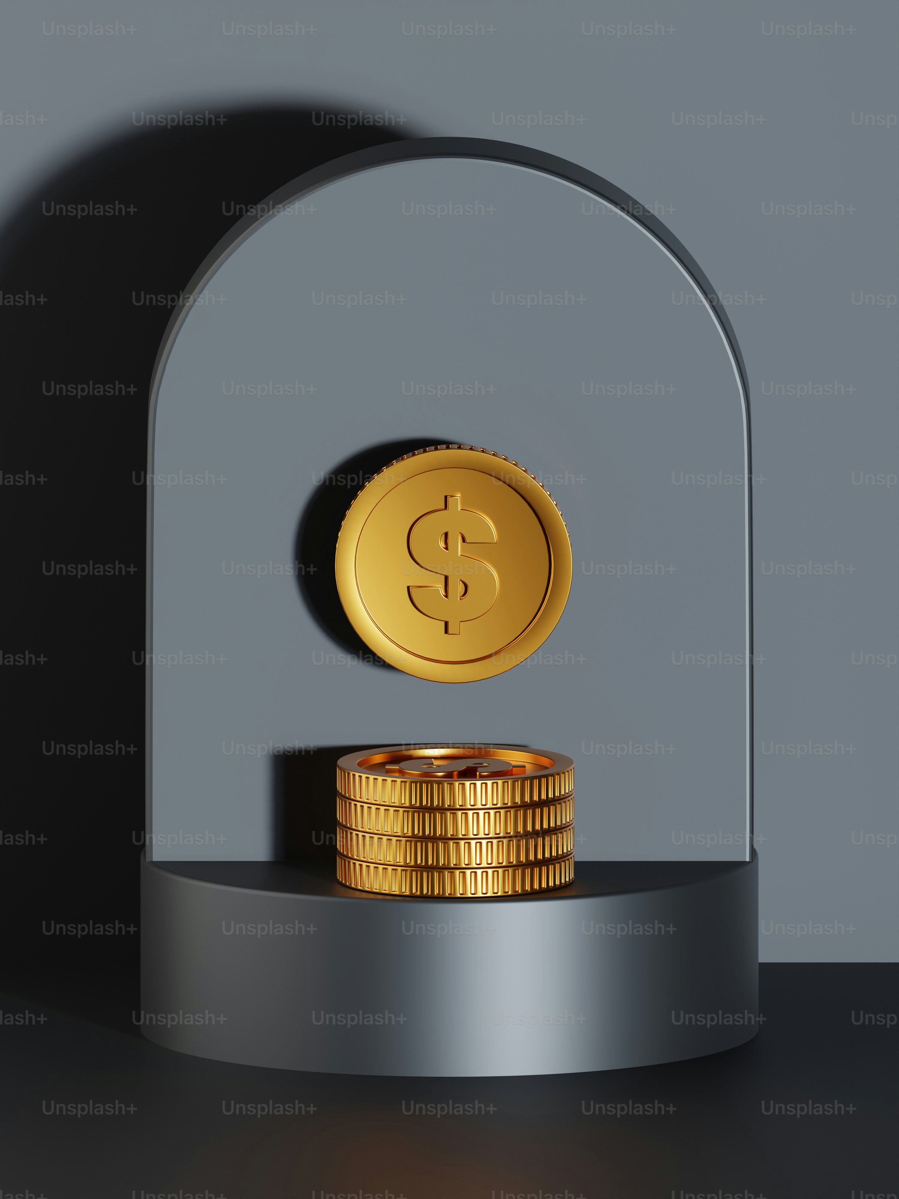A stack of gold coins sitting on top of a metal base photo – Wallpaper ...