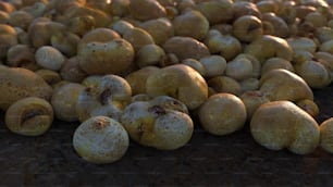 a pile of rotten fruit sitting on top of a table