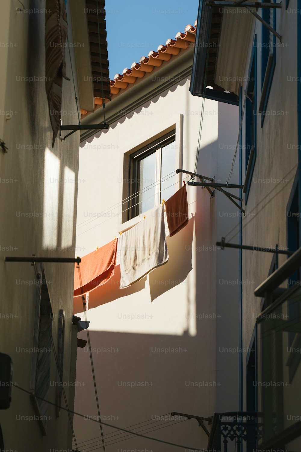 a building with clothes hanging out to dry