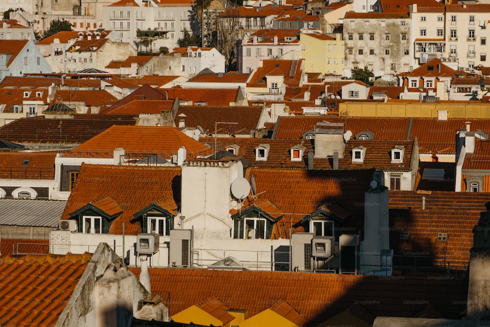 a view of the roofs of a city