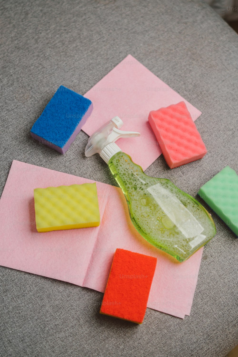 a bottle of soap sitting on top of a table