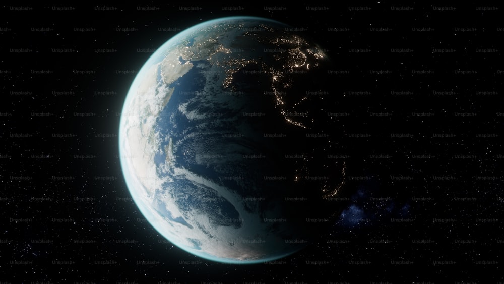 Ein Blick auf die Erde aus dem All bei Nacht