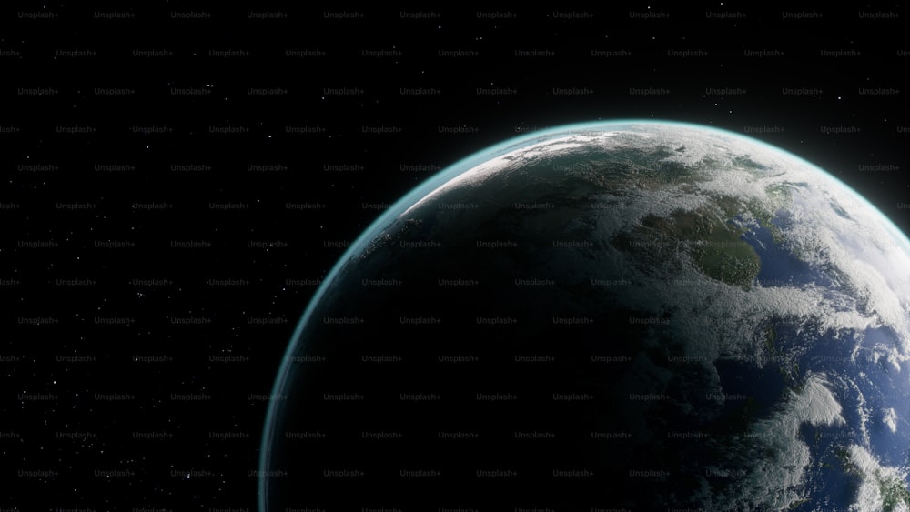 Una vista della Terra dallo spazio con le stelle sullo sfondo