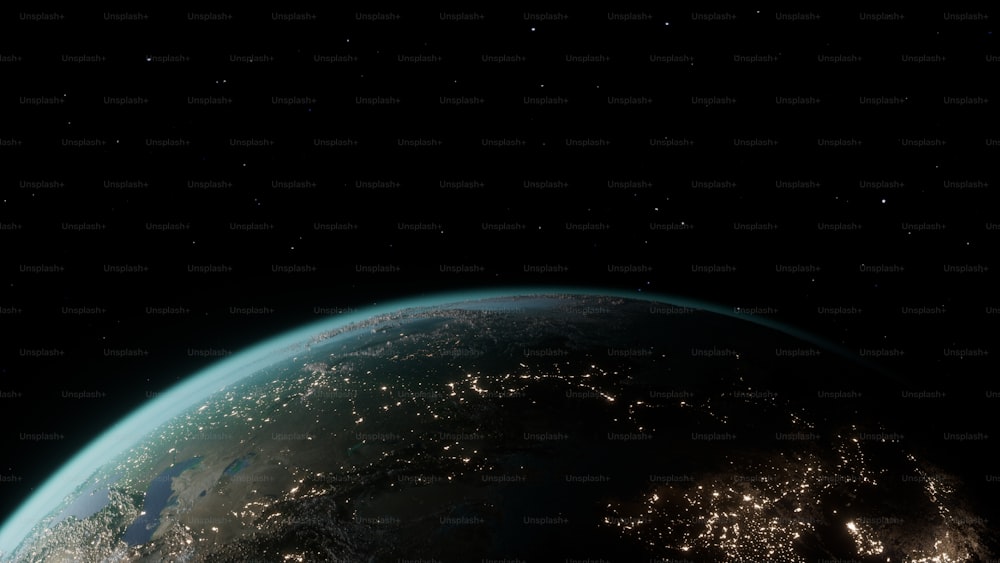 夜の宇宙からの地球の眺め