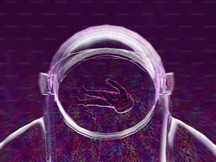 ��ガラス容器の中の人の手の紫色の写真