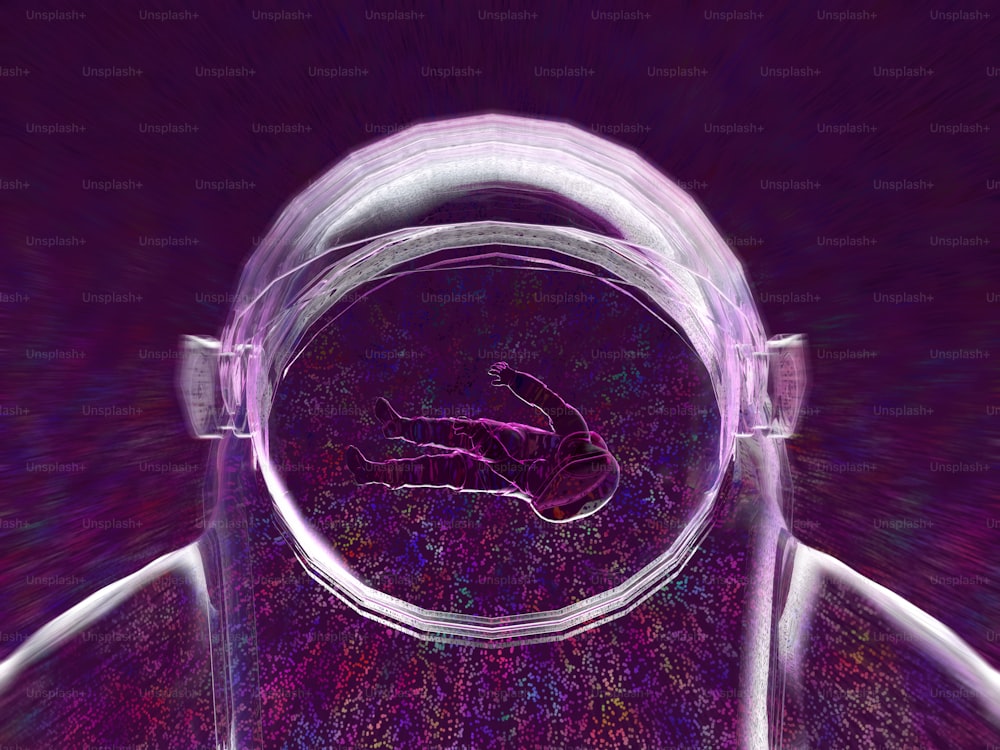Un'immagine viola della mano di una persona in un contenitore di vetro