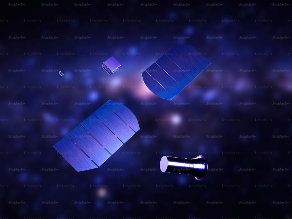 Eine künstlerische Darstellung eines Satellitensystems im Weltraum