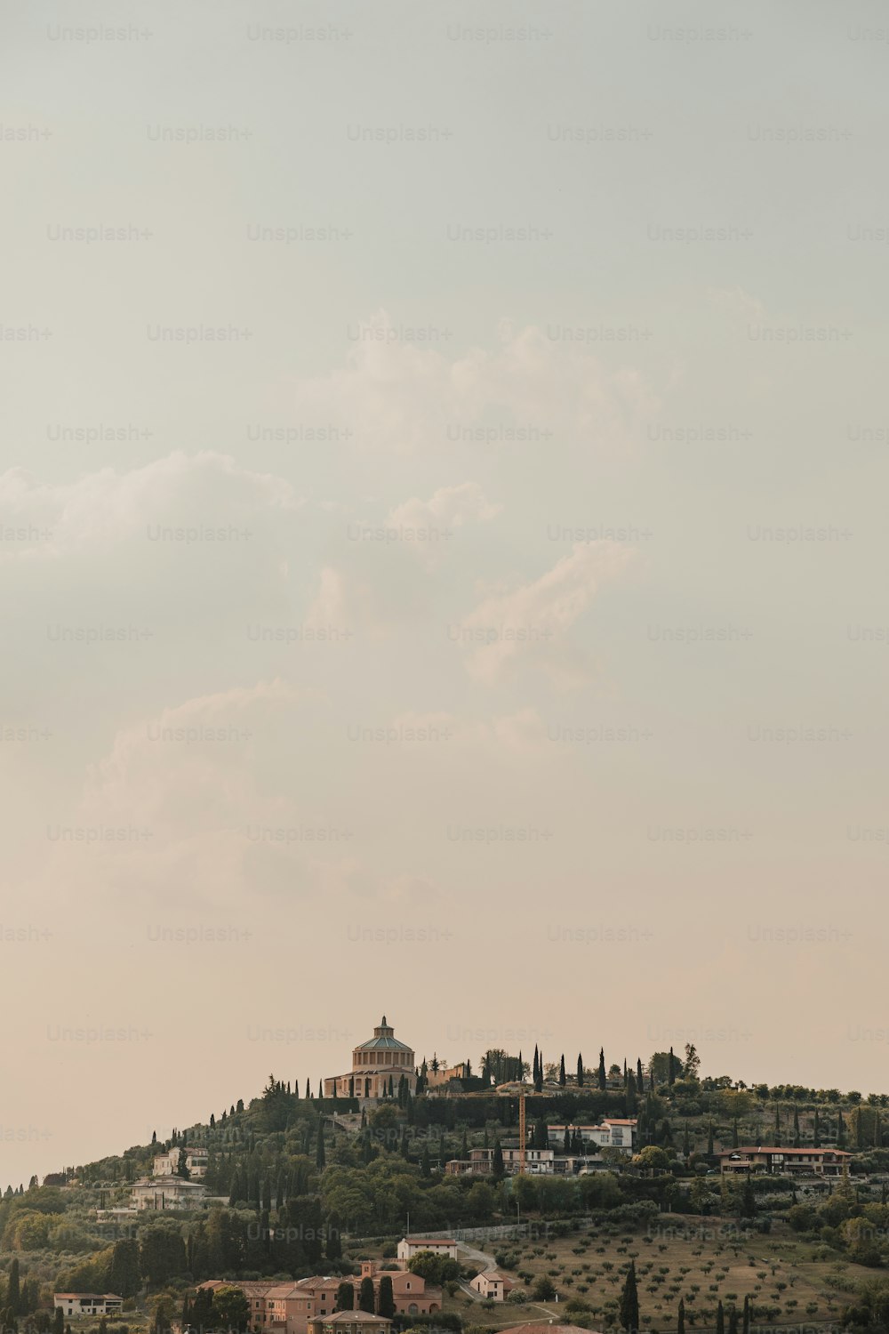 a large hill with a church on top of it