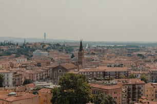 a view of a city with a clock tower