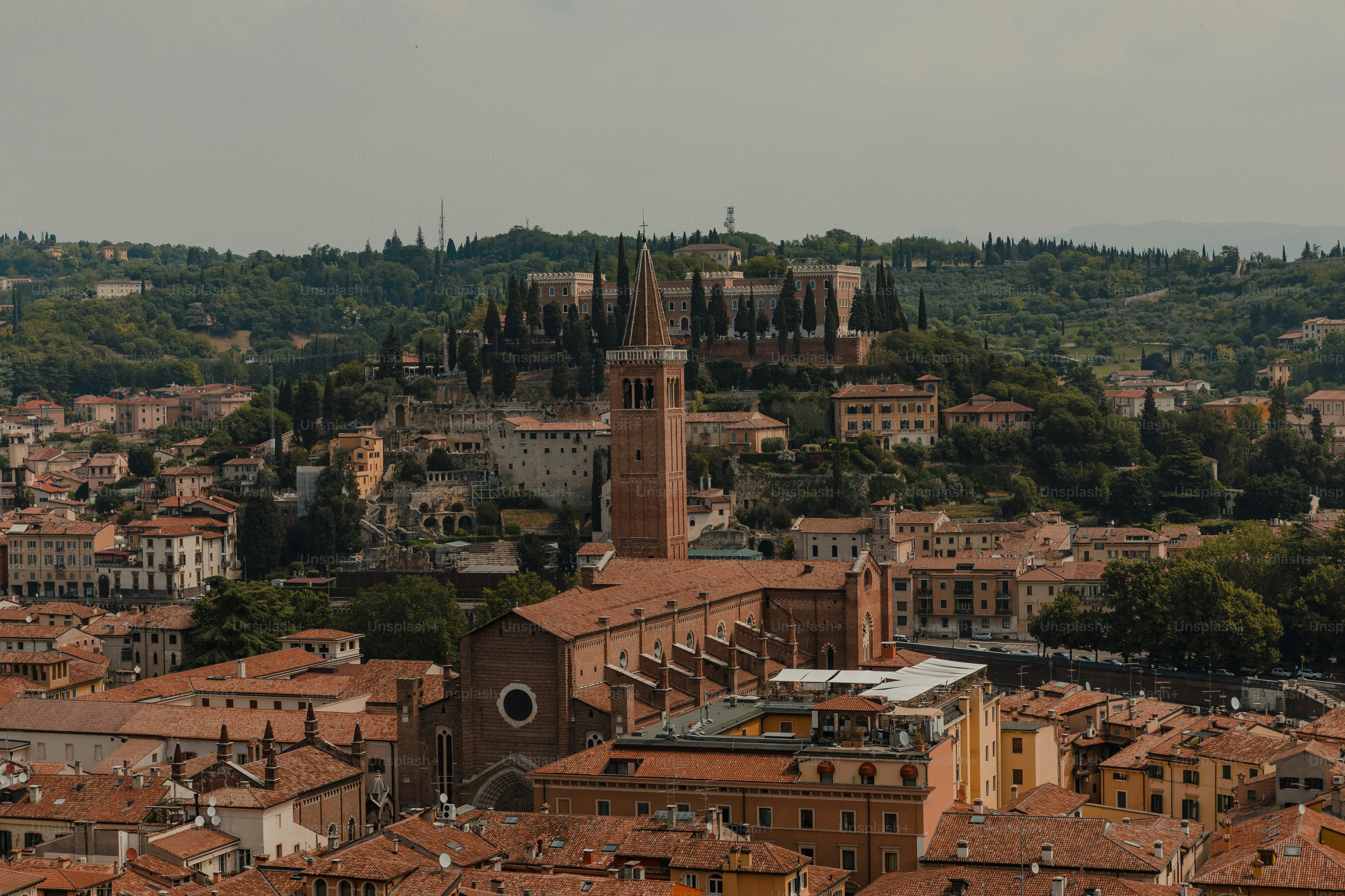 a view of a city with a clock tower