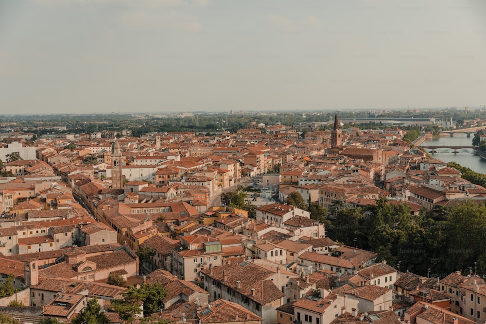 a view of a city with a river running through it