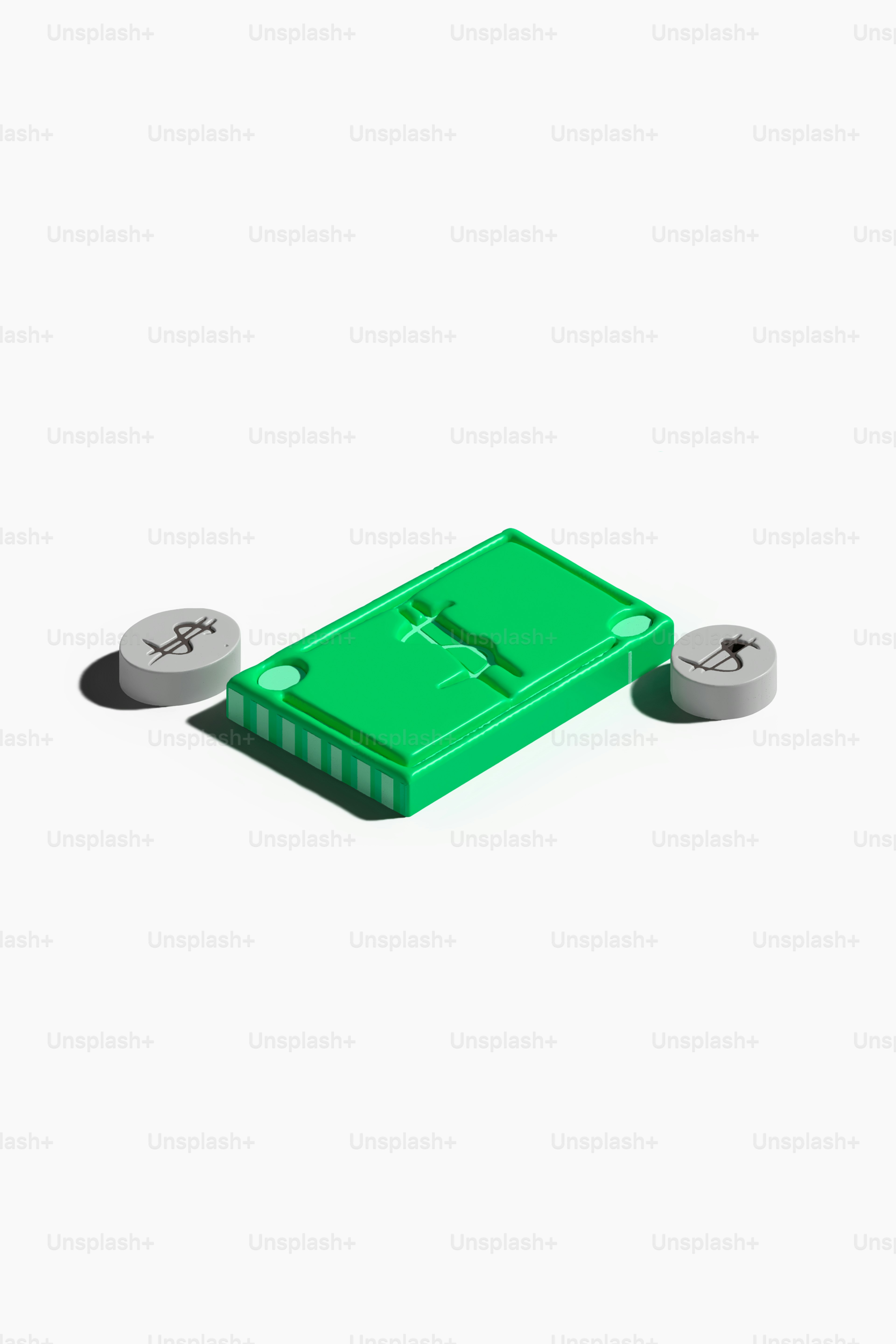 2つのボタンが付いた緑色のオブジェクト