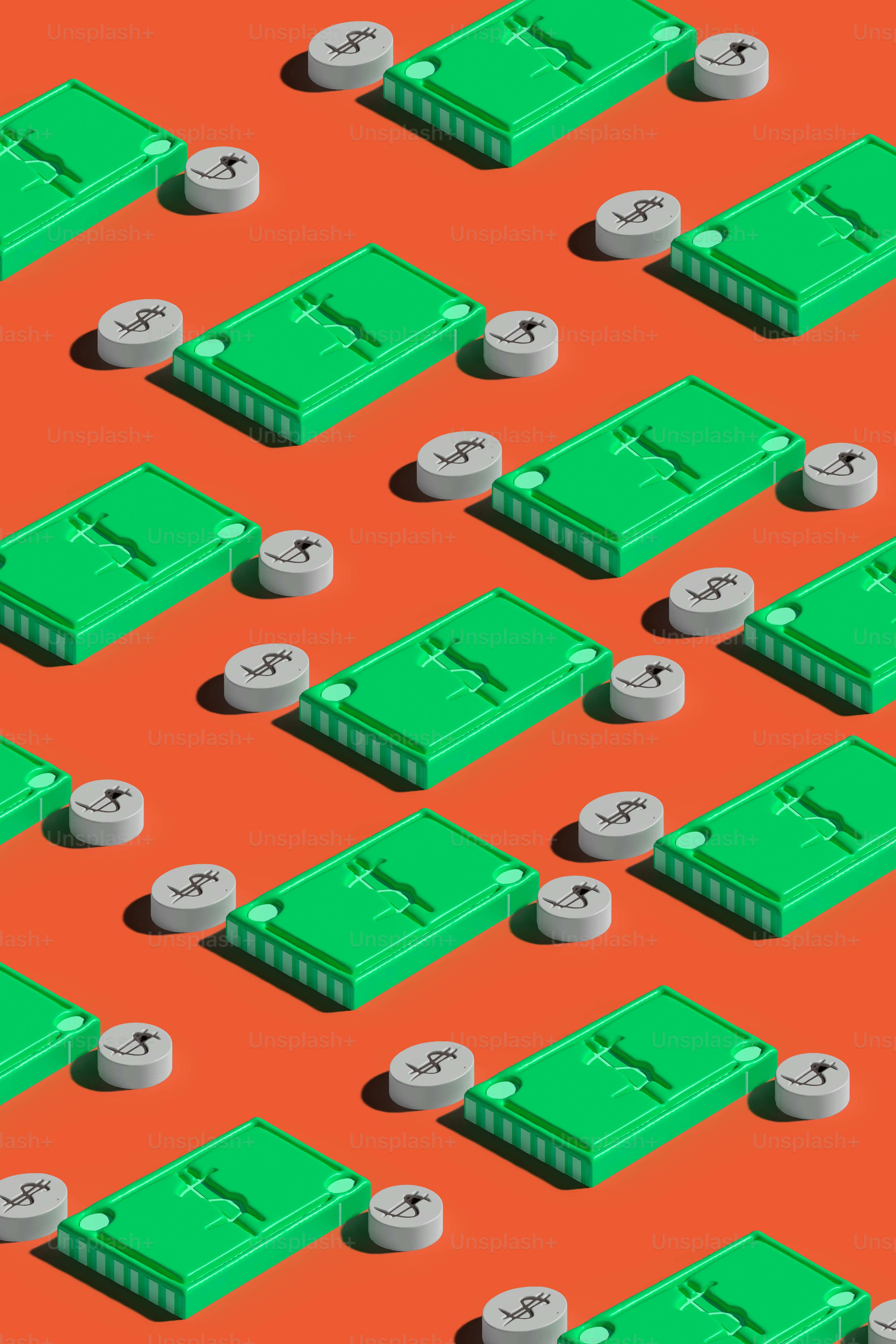 互いに重なり合って座っている緑色のバッテリーのグループ