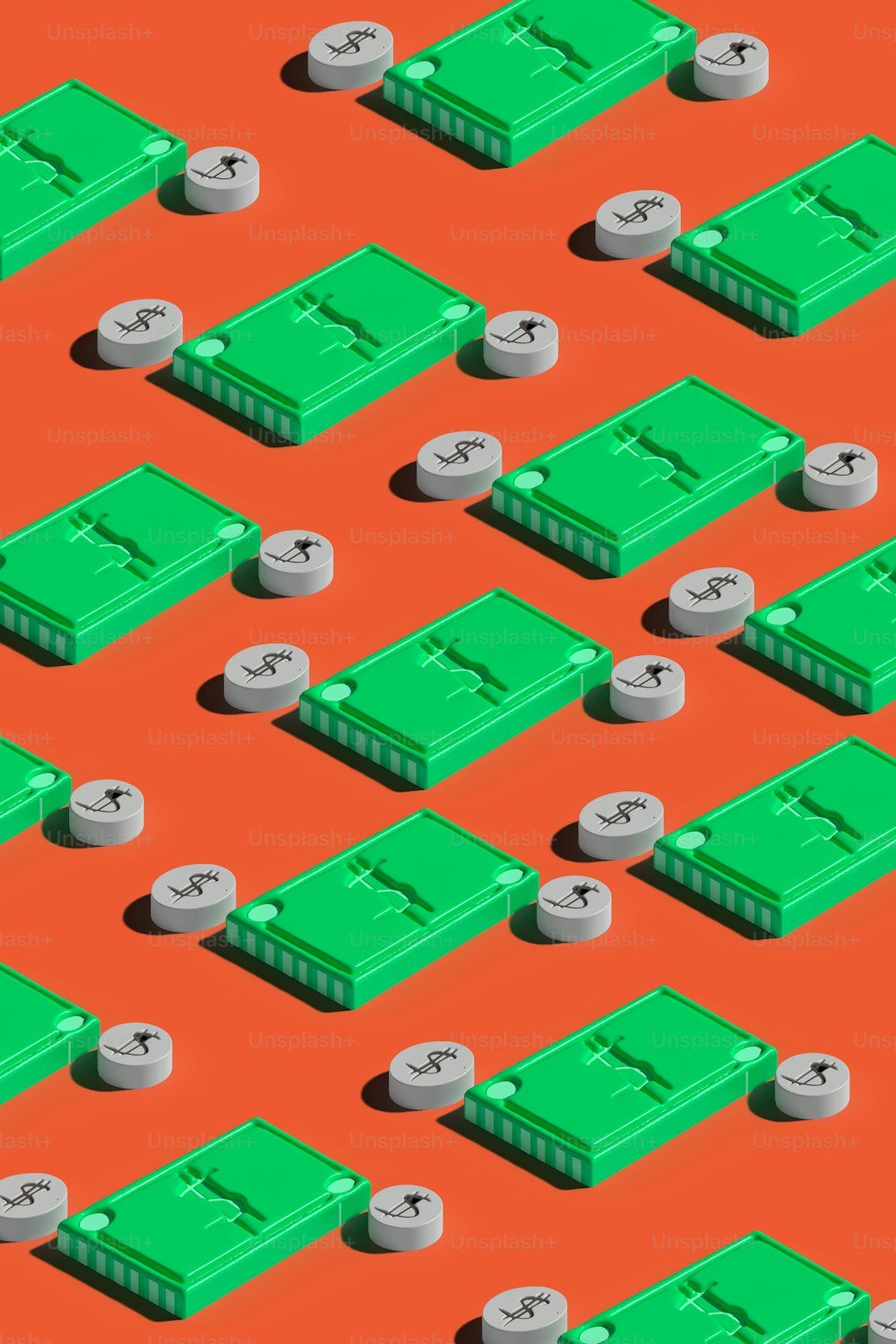 Eine Gruppe grüner Batterien sitzt übereinander