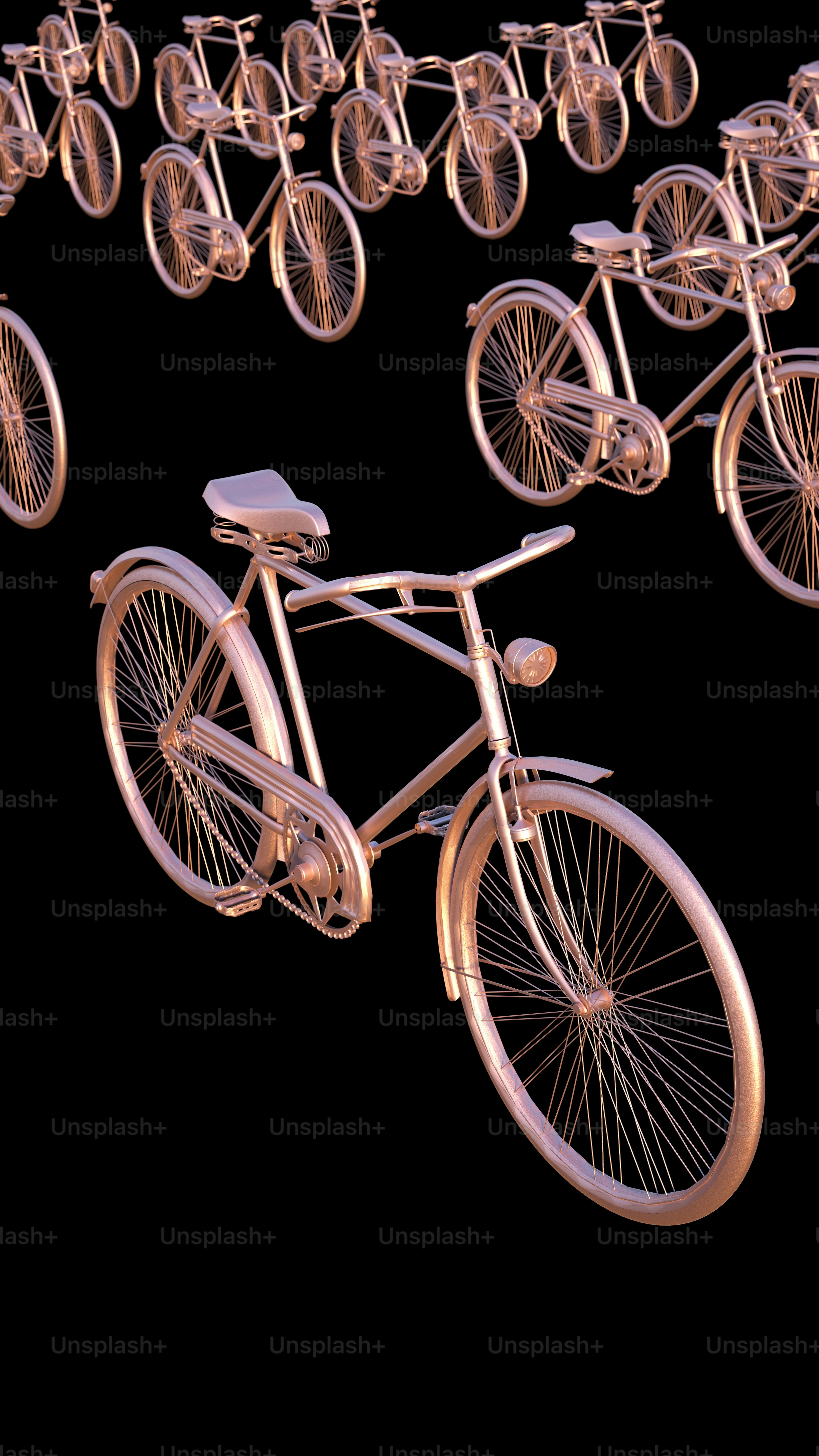 un mucchio di bici che sono in aria