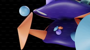 a computer generated image of a blue and orange object