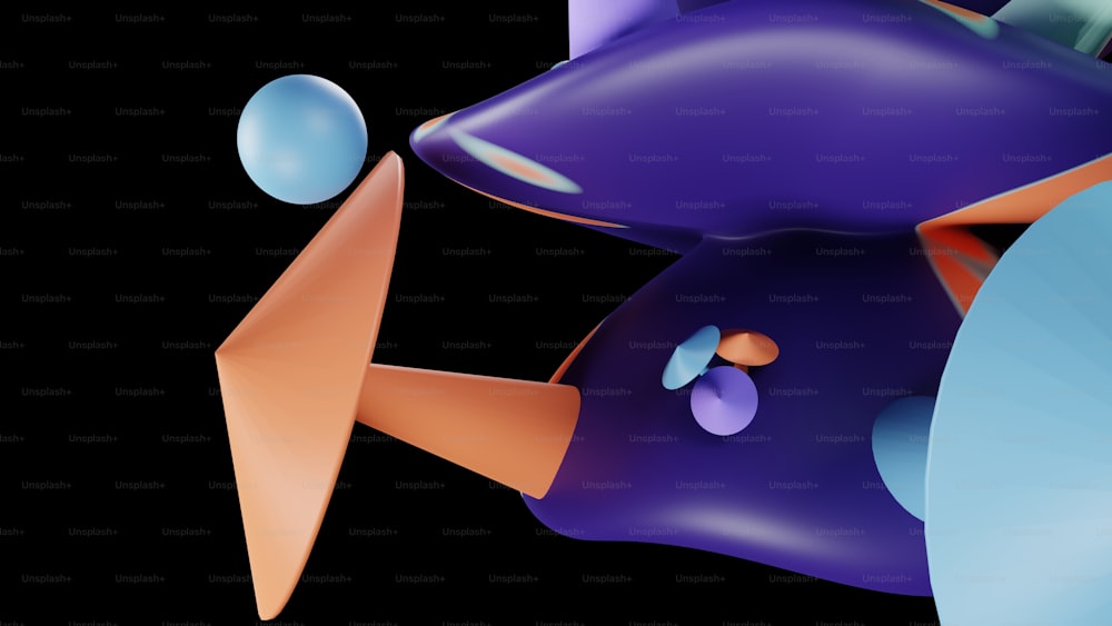 ein computergeneriertes Bild eines blauen und orangefarbenen Objekts