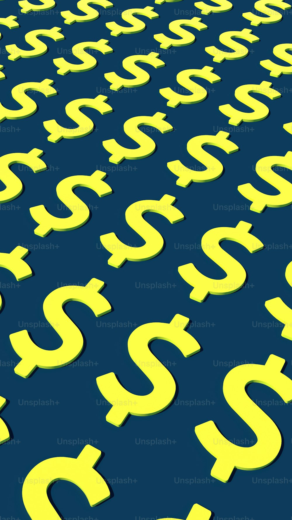 a lot of yellow dollar signs on a blue background