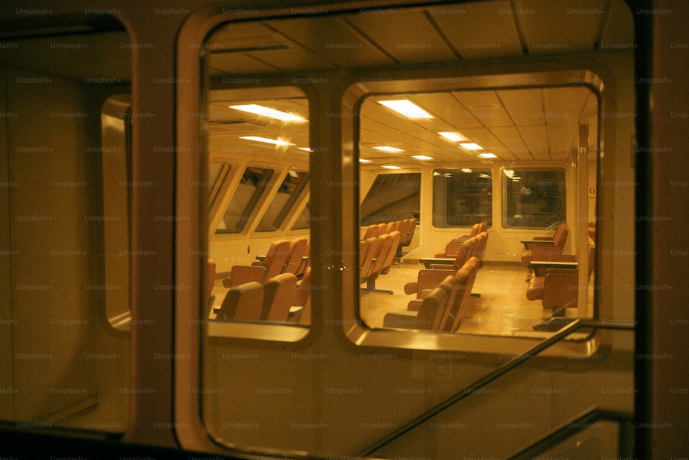 a view of a train through a window