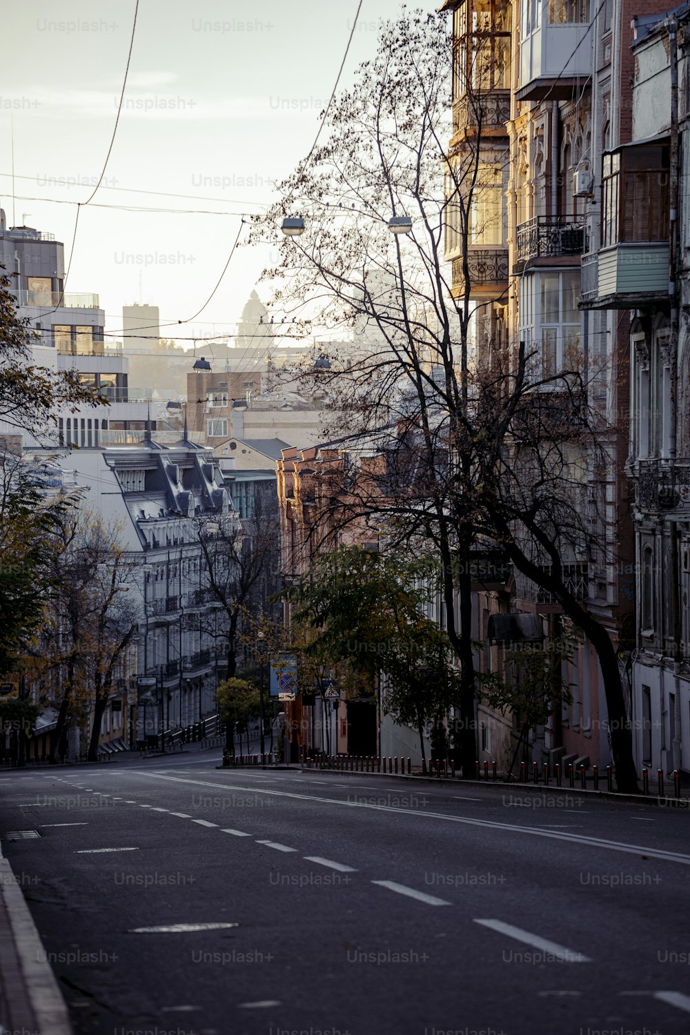 a city street with buildings on both sides