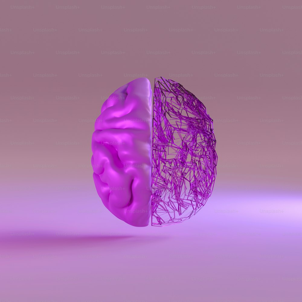 Un'immagine generata al computer di un cervello viola