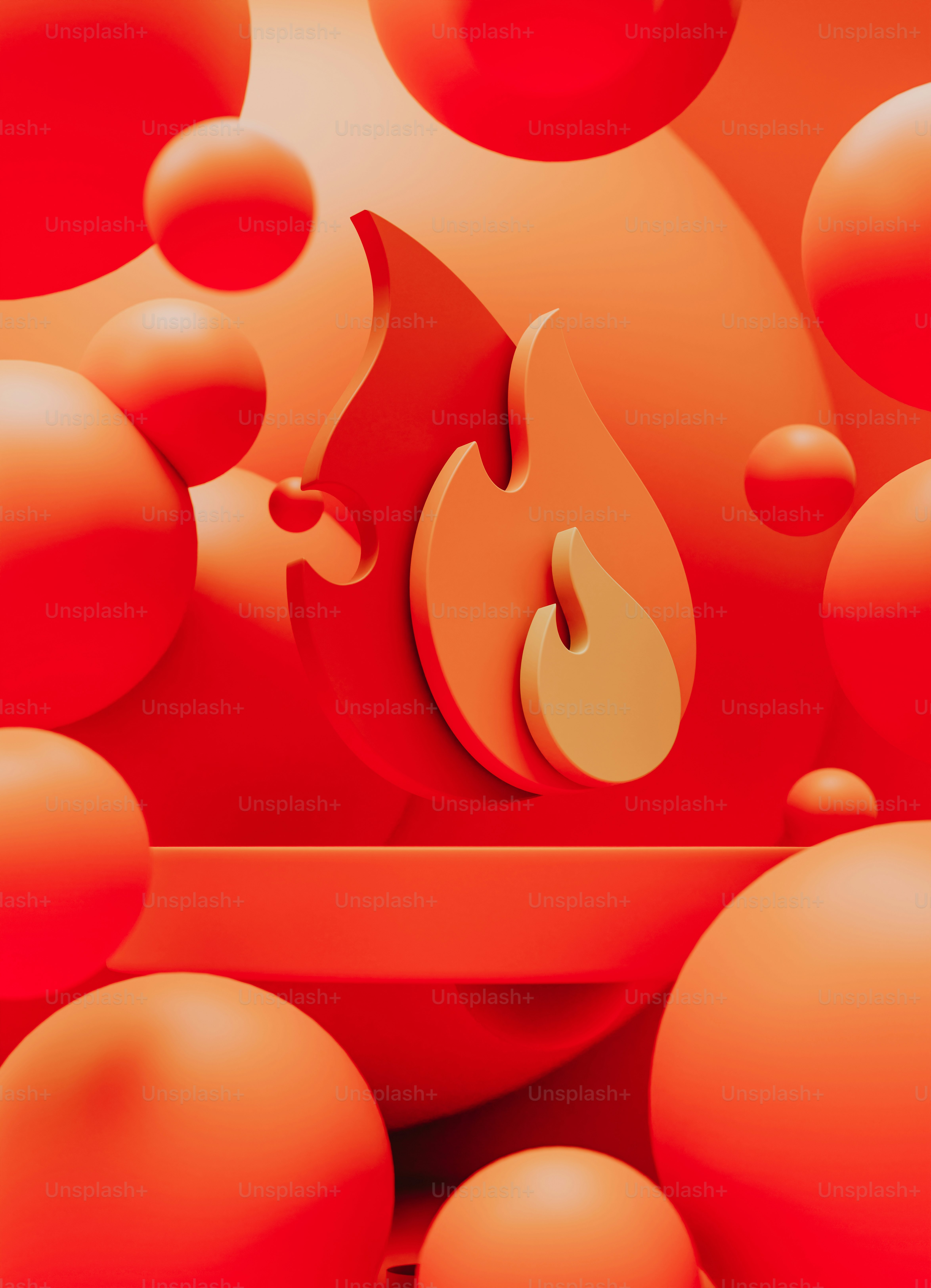 a bunch of orange balls and a red object