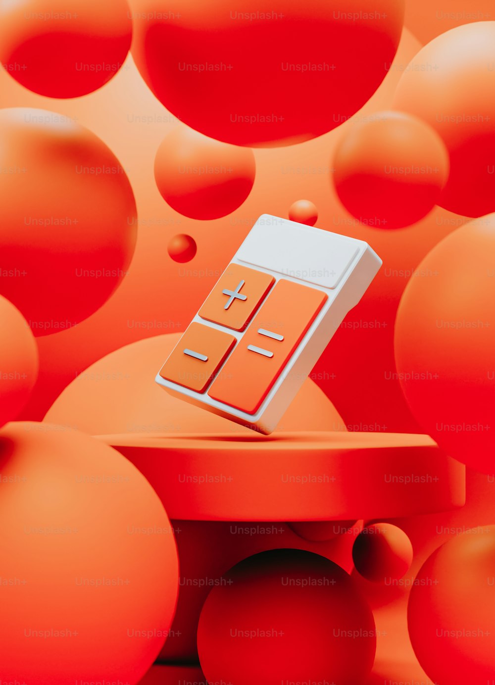a cell phone sitting on top of a table surrounded by orange balls