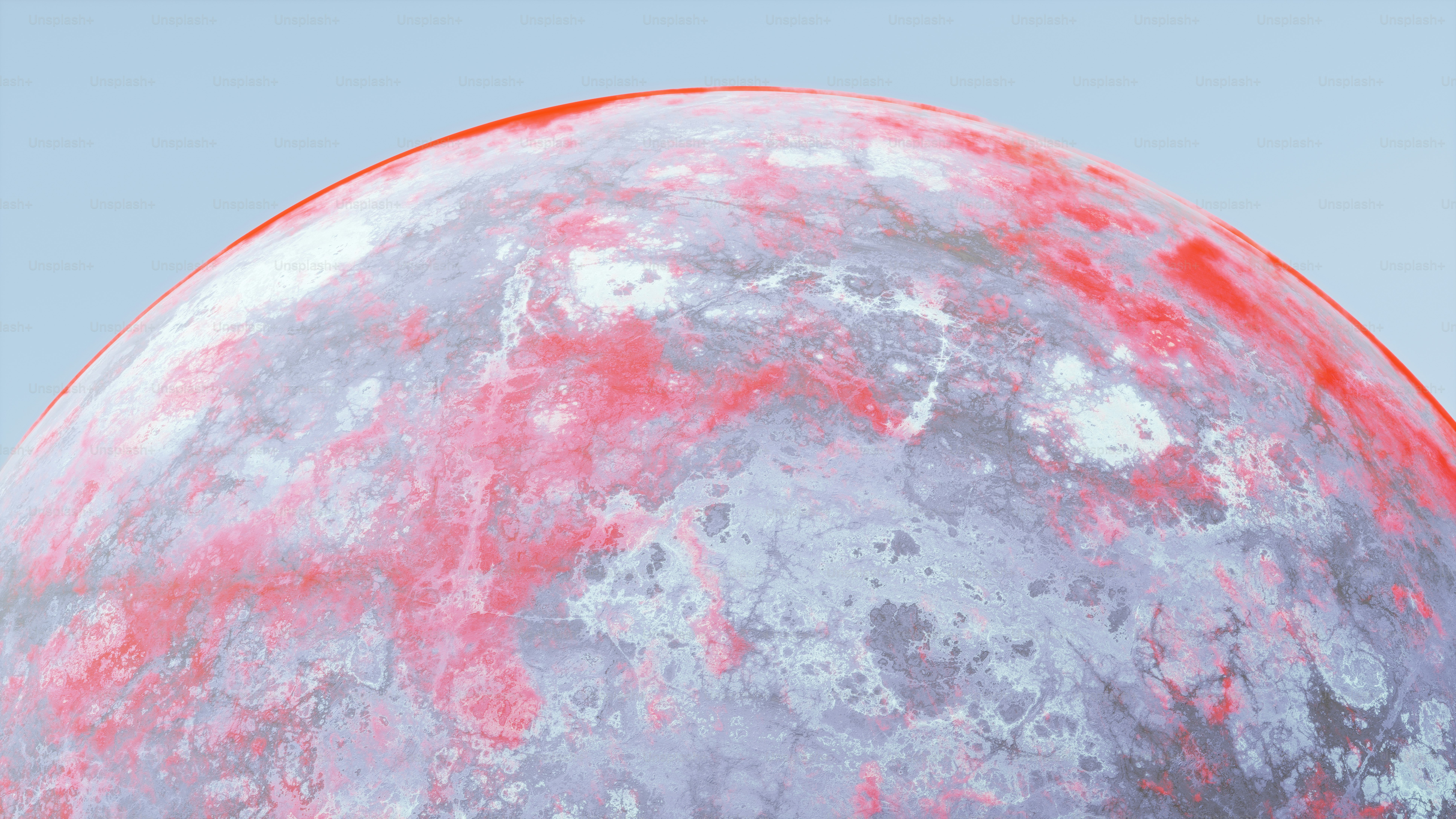 a close up of a large red and white object