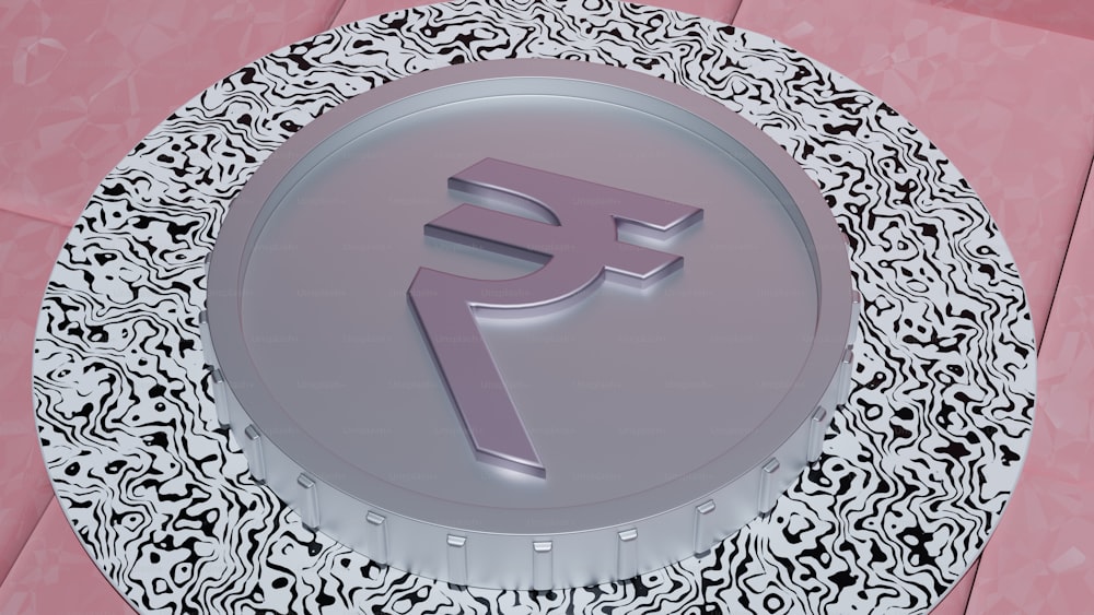 a metal plate with the letter f on it