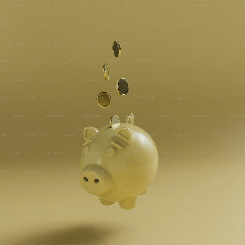 a piggy bank with coins coming out of it