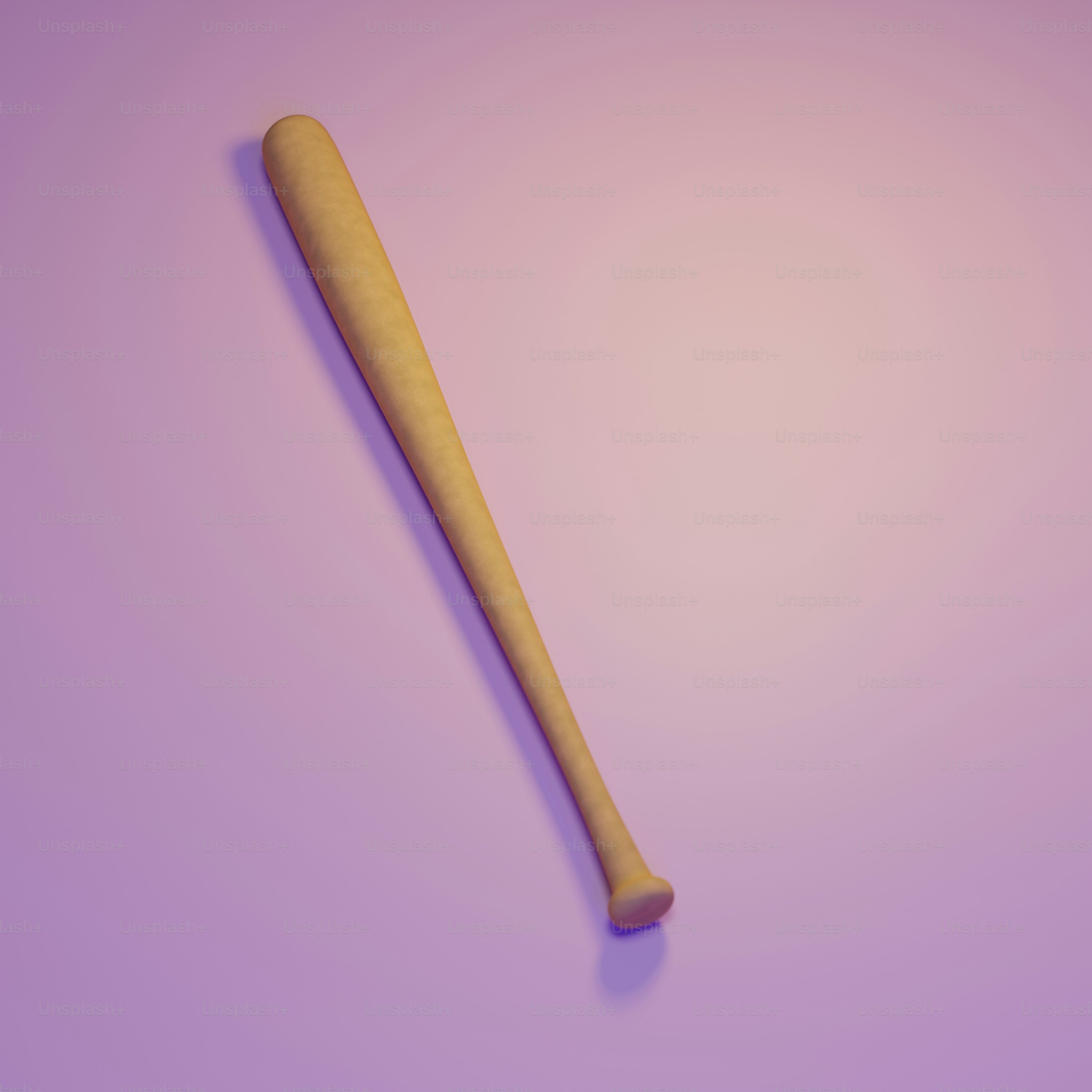 A wooden baseball bat on a purple background photo