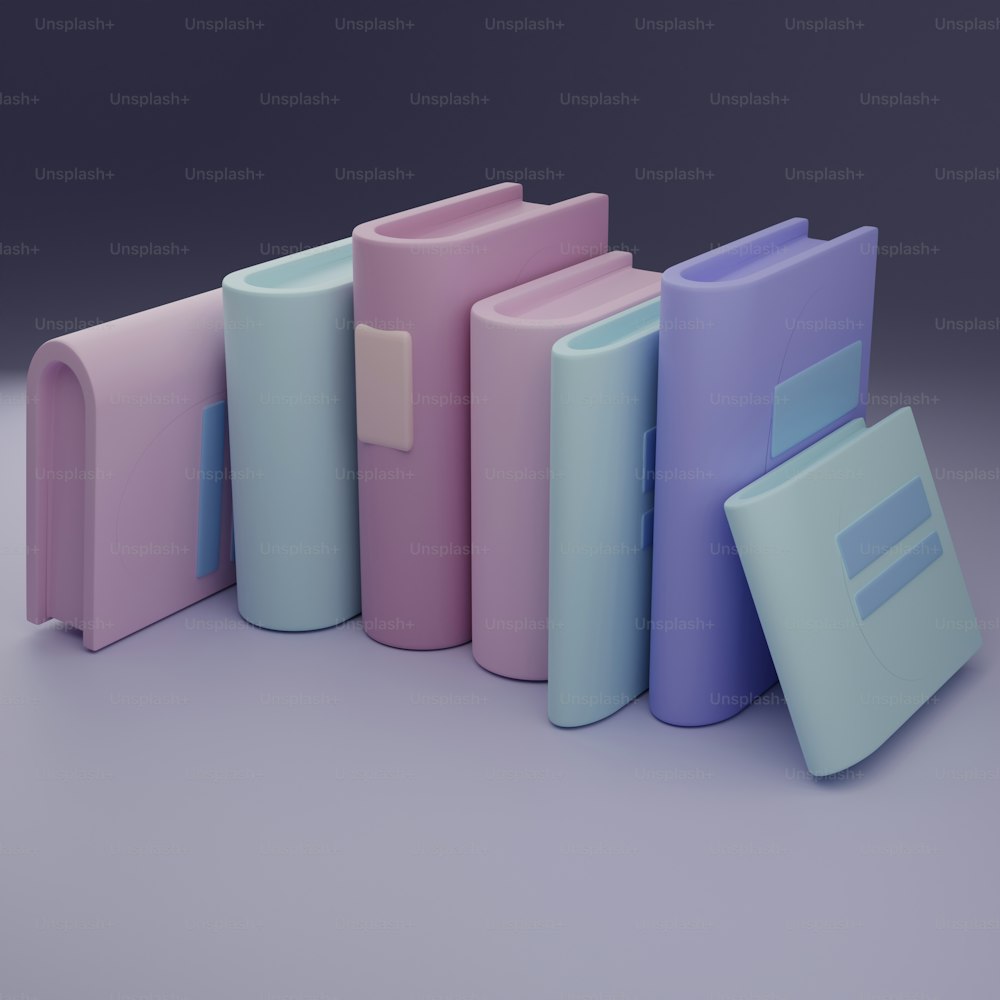 a row of folders sitting next to each other