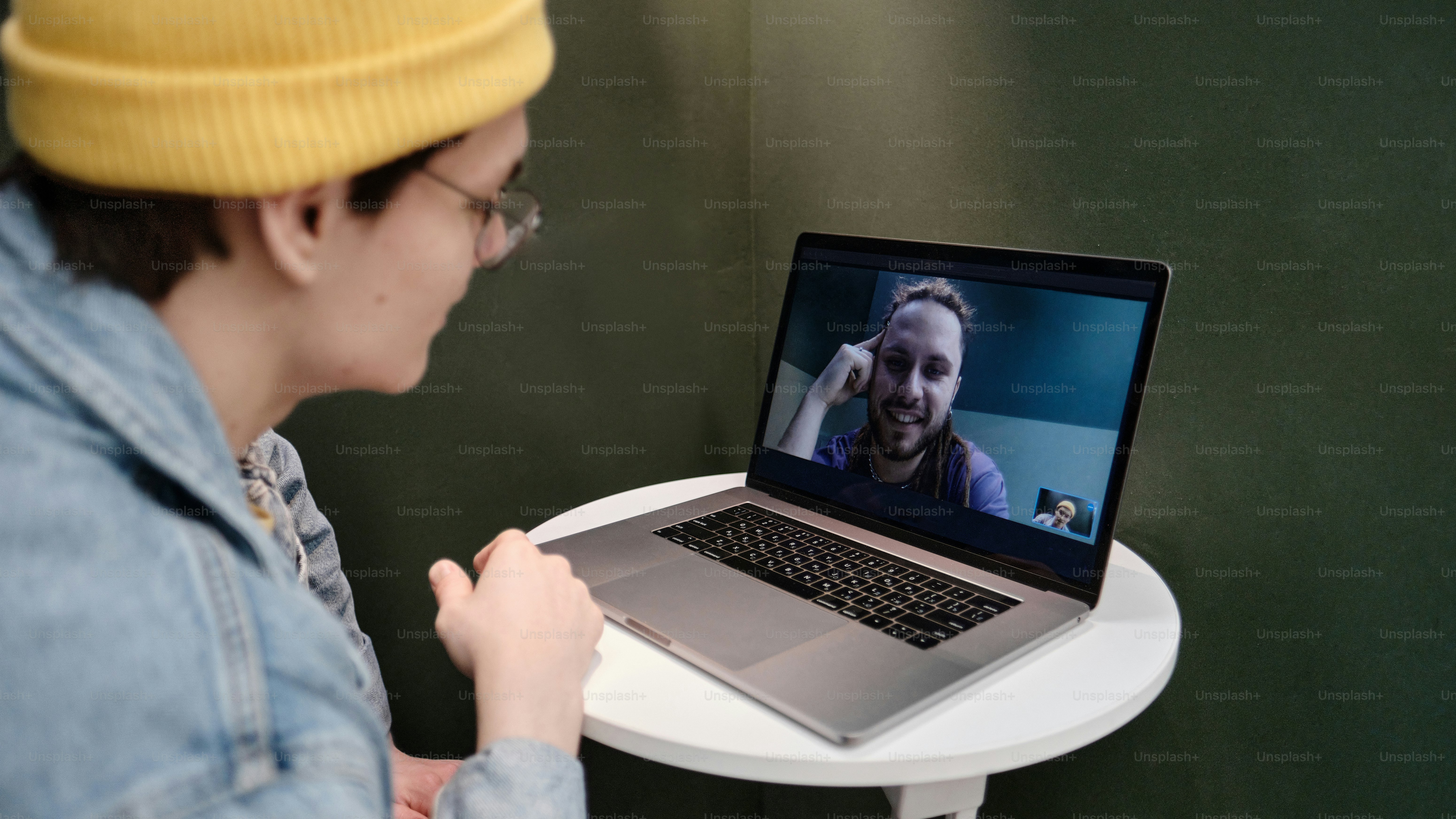 a zoom conference in private offices in a co-working room