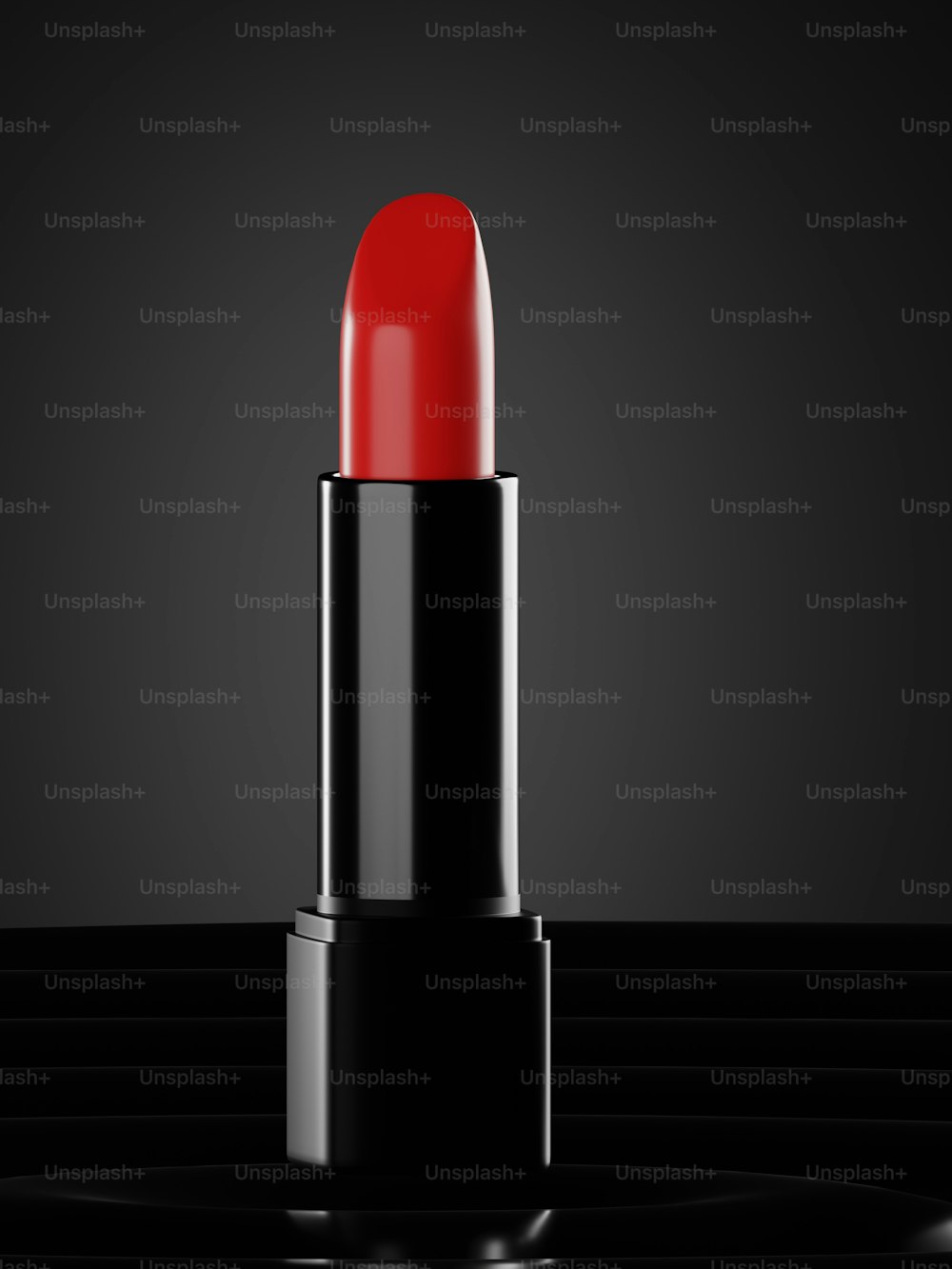 a red lipstick with a black background