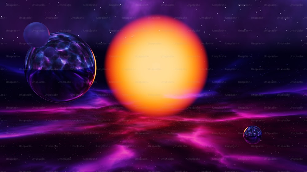 Eine künstlerische Darstellung von zwei Planeten im Weltraum