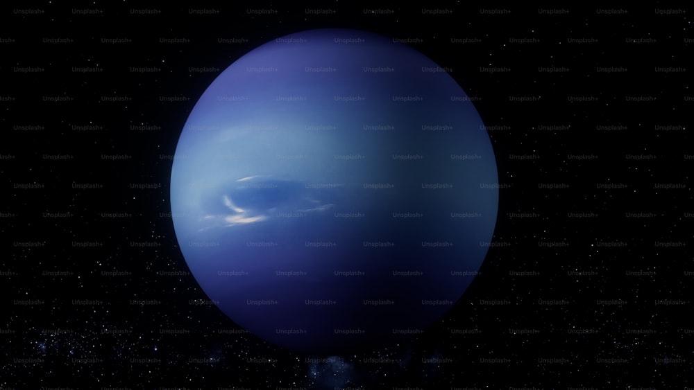 a very large blue ball in the middle of the night sky