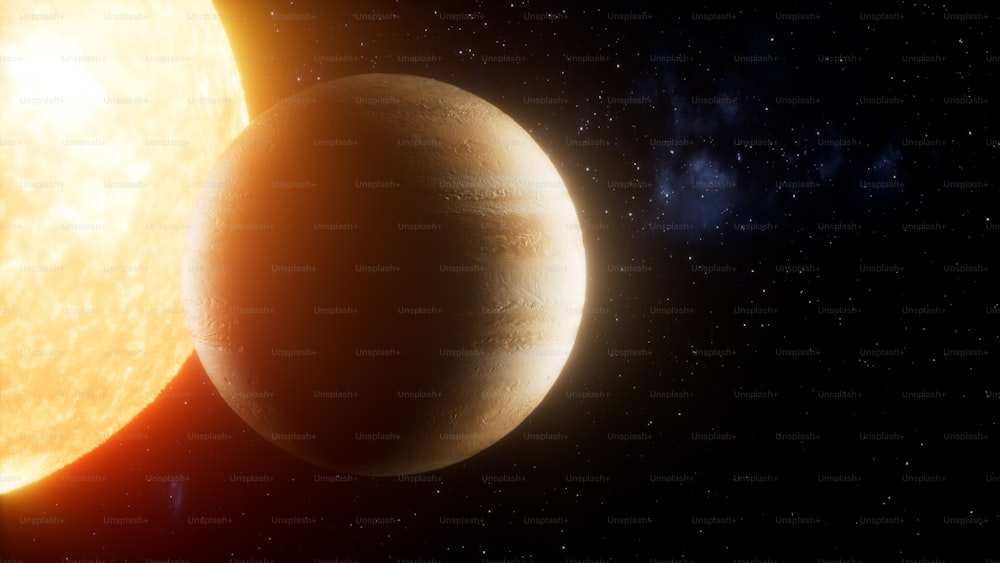Representación artística de dos planetas en el cielo