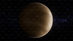 Un planeta marrón con estrellas en el fondo
