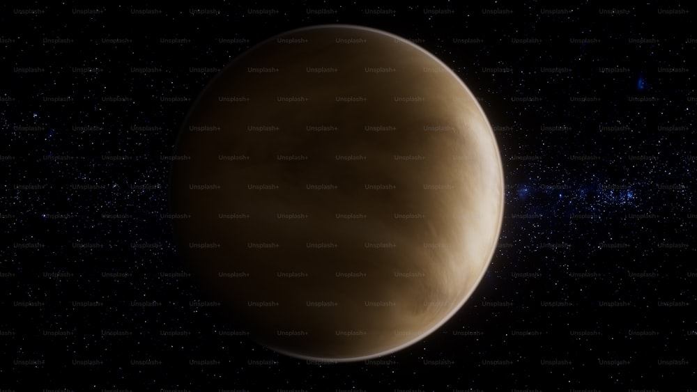 um planeta marrom com estrelas no fundo