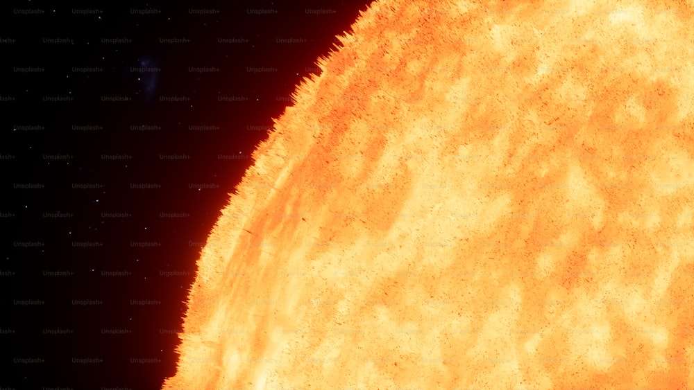 Un primo piano del sole con uno sfondo nero