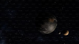 Drei Planeten am Himmel mit Sternen im Hintergrund