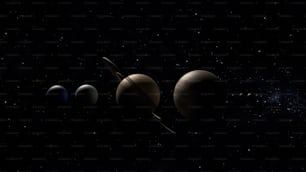 a group of planets in the dark sky