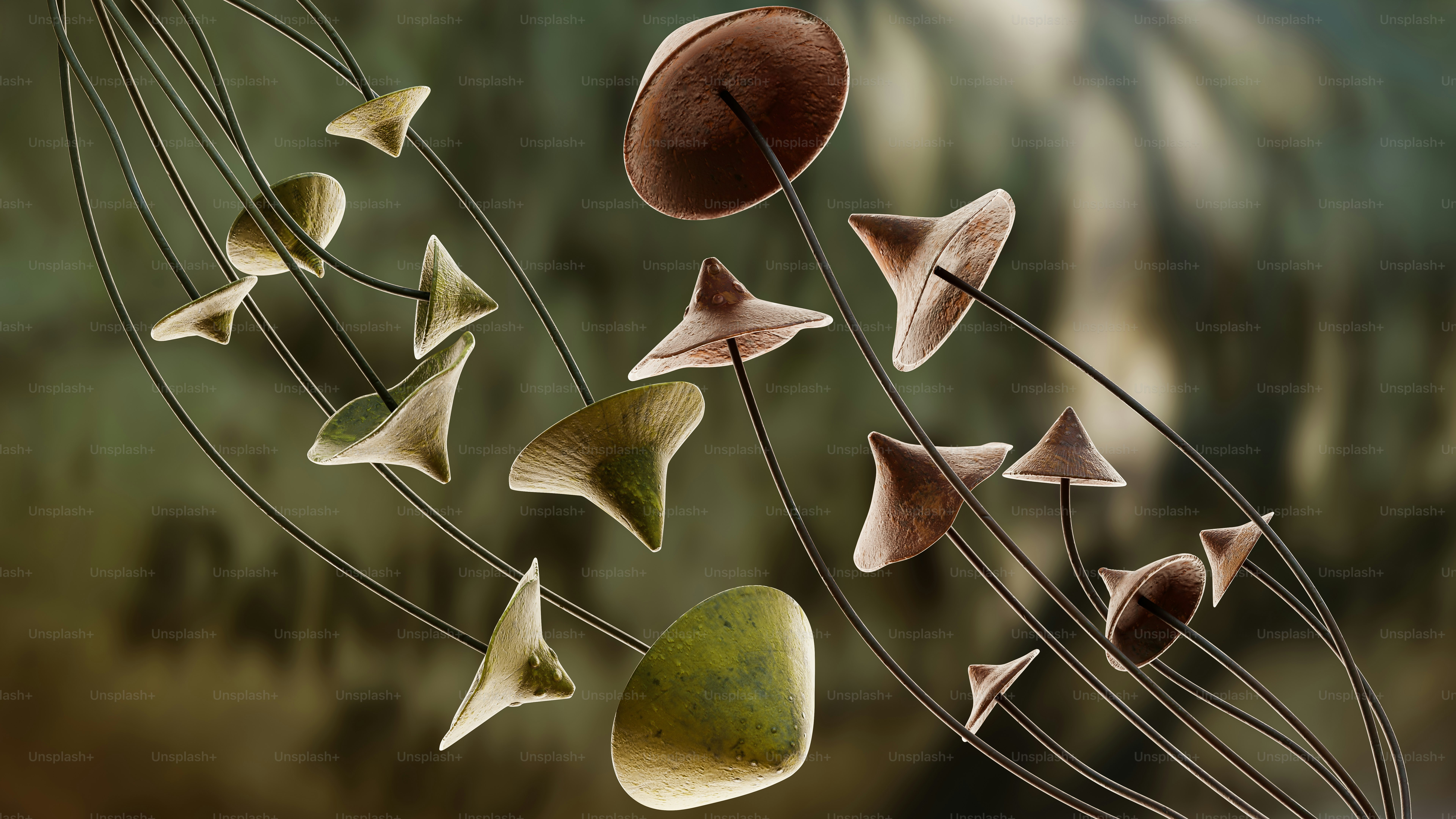 a painting of a bunch of flowers hanging from a wire