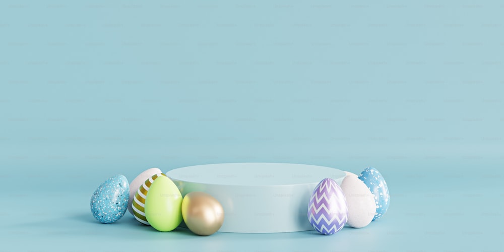 a white bowl filled with colorful eggs on top of a table